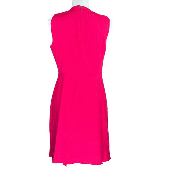 Elie Tahari Womens Isa Asymmetric Ruffle Dress Size L Linen Fuchsia - Picture 2 of 10